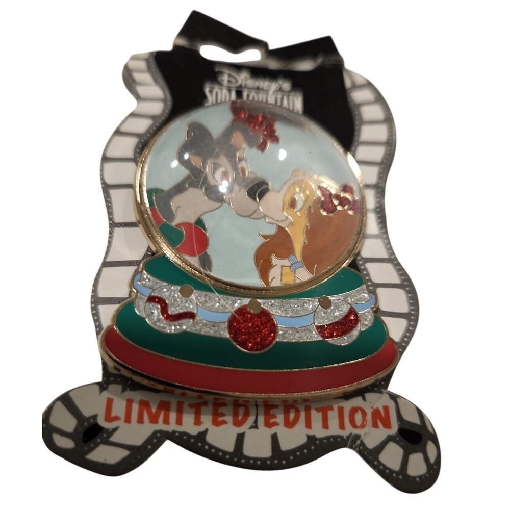 Disney Soda Fountain Lady and the Tramp Snow Globe LE 300 Pin 93581 Holiday
